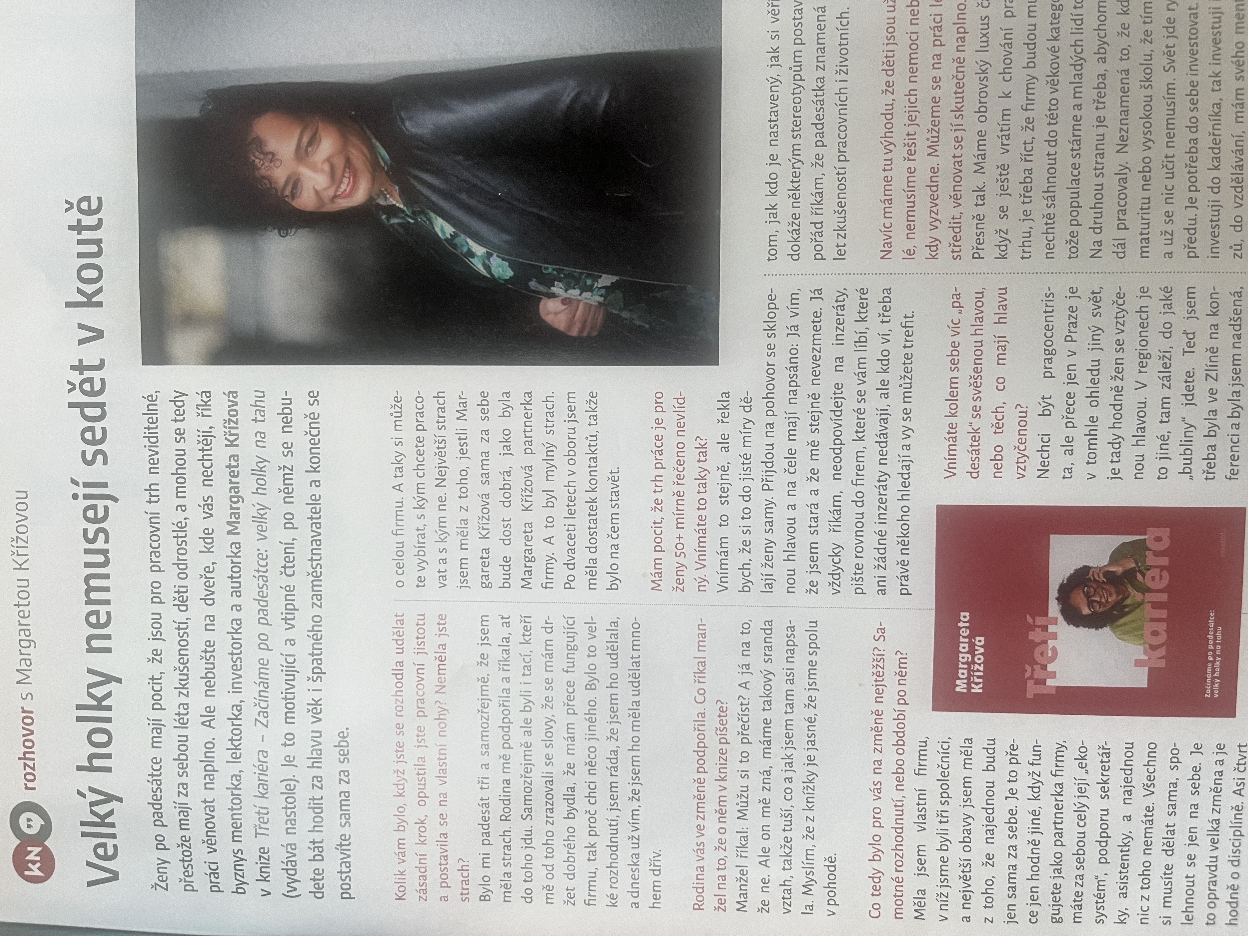 Rozhovor s Margaretou Křížovou v magazínu Knižní novinky – Velký holky nemusejí sedět v koutě